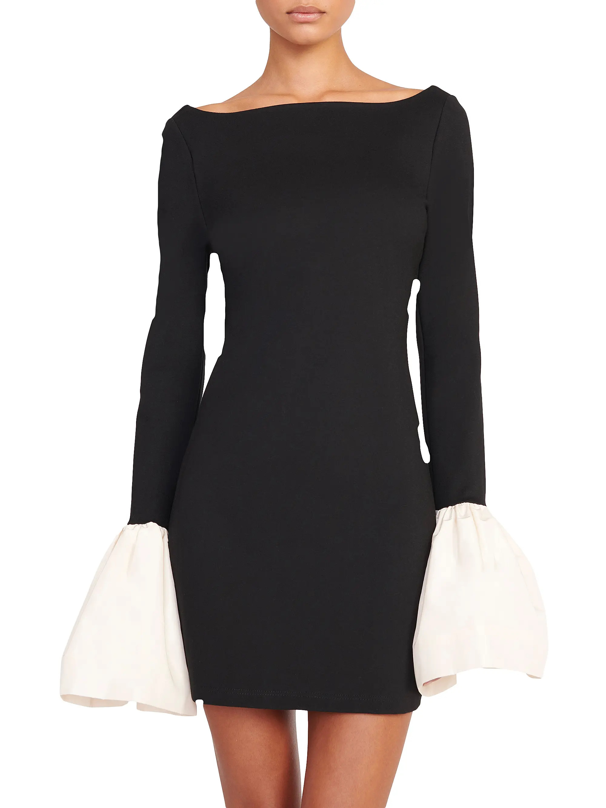 StaudHawthorne Two-Tone Bell-Sleeve Minidress | Saks Fifth Avenue