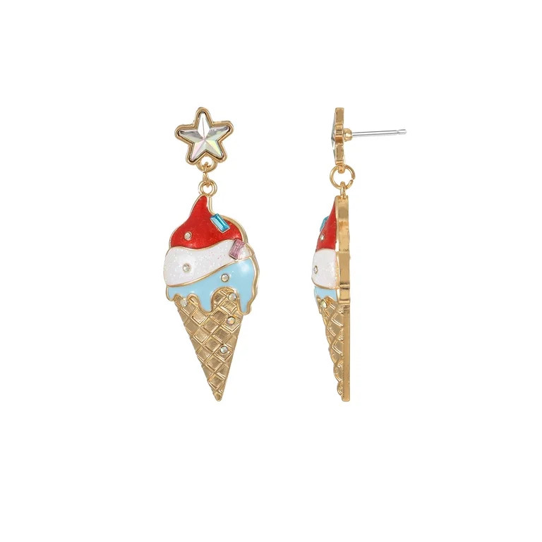 Way to Celebrate Americana Patriotic Ice Cream Cone Earrings | Walmart (US)