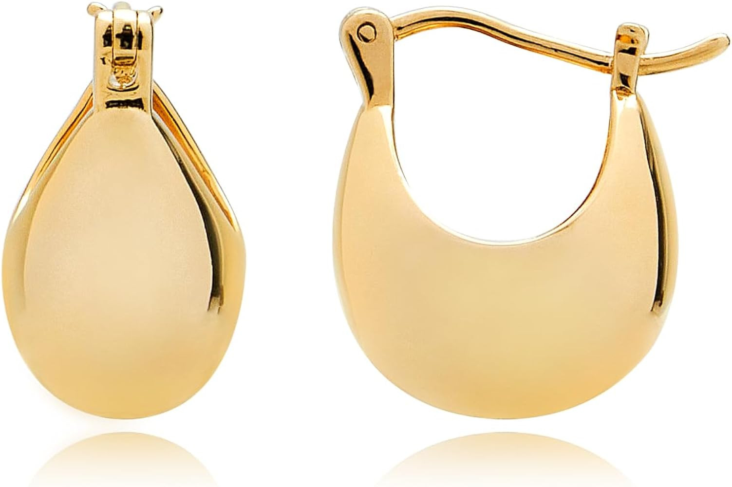 Small Chunky Hoop Earrings | 18K Gold Plated Sterling Silver Huggy Earrings | Hollow Dome Hoops f... | Amazon (US)