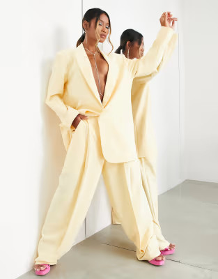 ASOS EDITION oversized longline blazer in buttermilk | ASOS (Global)
