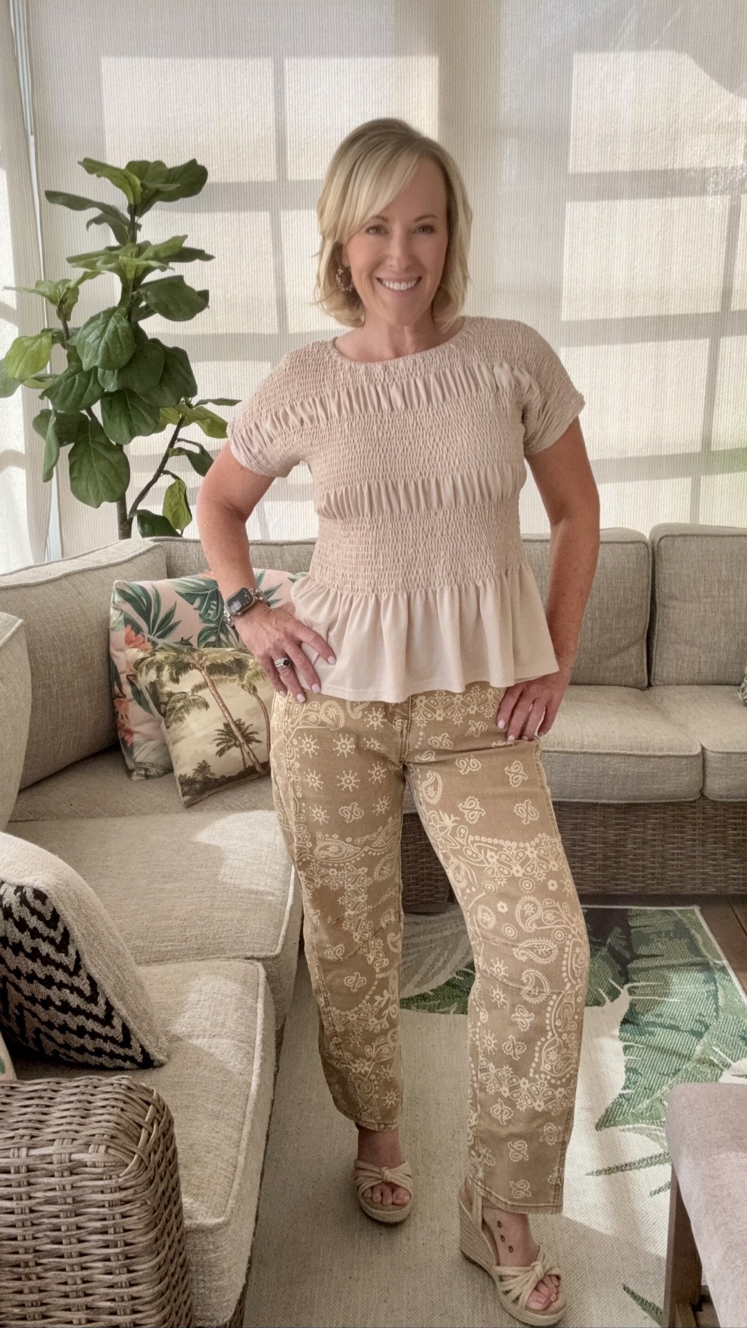 A monochromatic moment 🤎 I paired this smocked top from one of my favorite sets with these adorable trendy bandana print barrel jeans for an easy neutral look with fun details. Shop my outfit!

#LTKootd #LTKSeasonal #LTKPetite