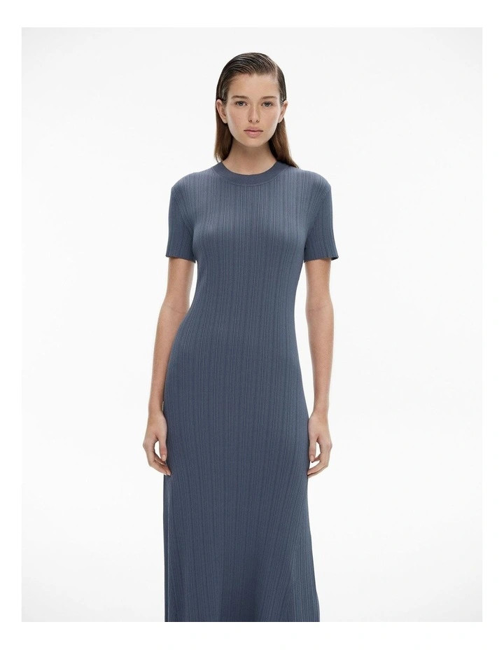 WitcheryVariegated Short Sleeve Knit Dress in Slate Blue | Myer