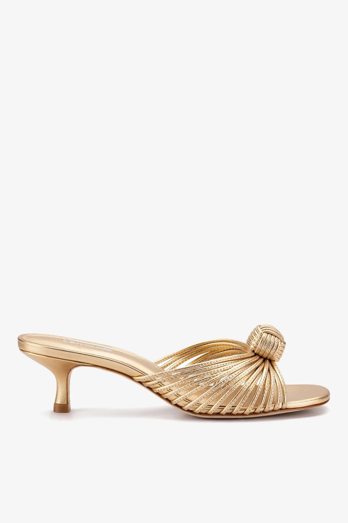 Valerie Mule In Gold Metallic Leather | Larroude