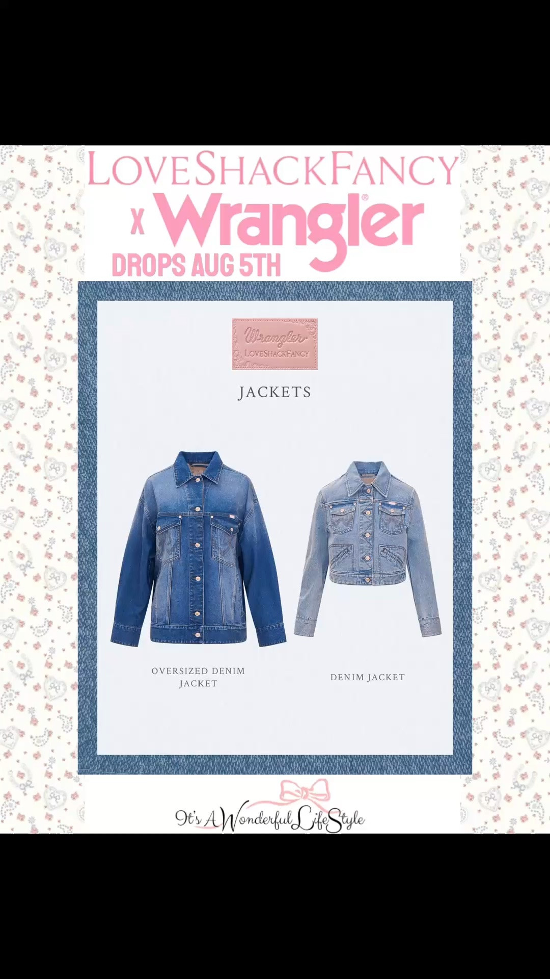 **LoveShackFancy × Wrangler drops August 5th, 6:30am**

LoveShackFancy girls...Denim just got a feminine makeover, and I'm here for it! From embroidered jackets and dreamy floral overalls to vintage-inspired jeans and western-chic pieces, this collection is giving cowgirl meets cottagecore in the prettiest way: * 

Tap the link in my LTK to shop my favorite picks before they sell out! Which piece is going home with you?
I rounded up my favorites. Shop the details in my LTK!
@LoveShackFancy @Wrangler 
#loveshackfancyxwrangler #longlivecowgirls #loveshackfancy #Wrangler #WesternStyle #DenimStyle #CowgirlStyle #FallFashion #FashionFinds #ShopTheLook #ItsAWonderfulLifestyle