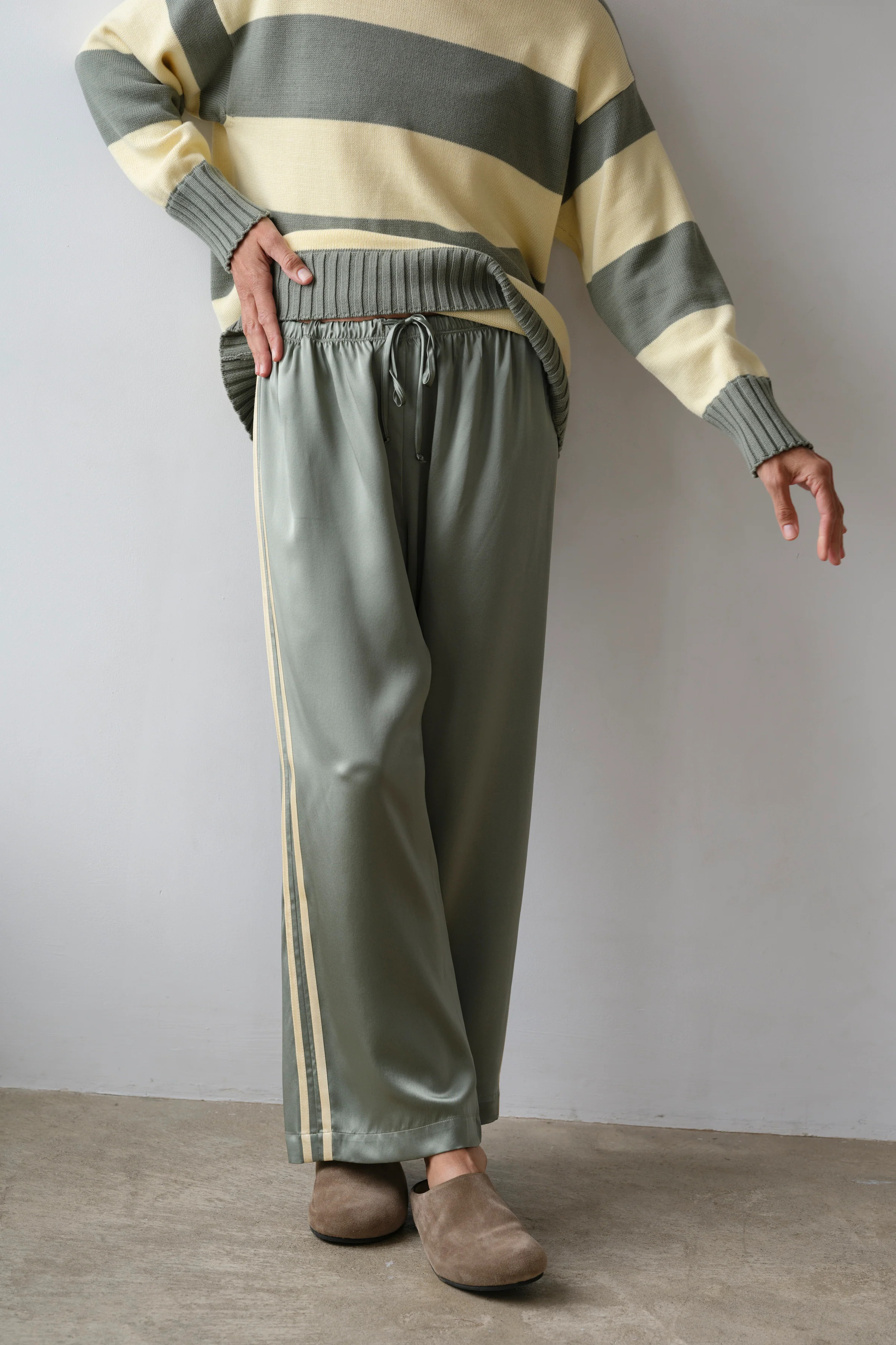 The Silk Stripe Crop Pant | DONNI.