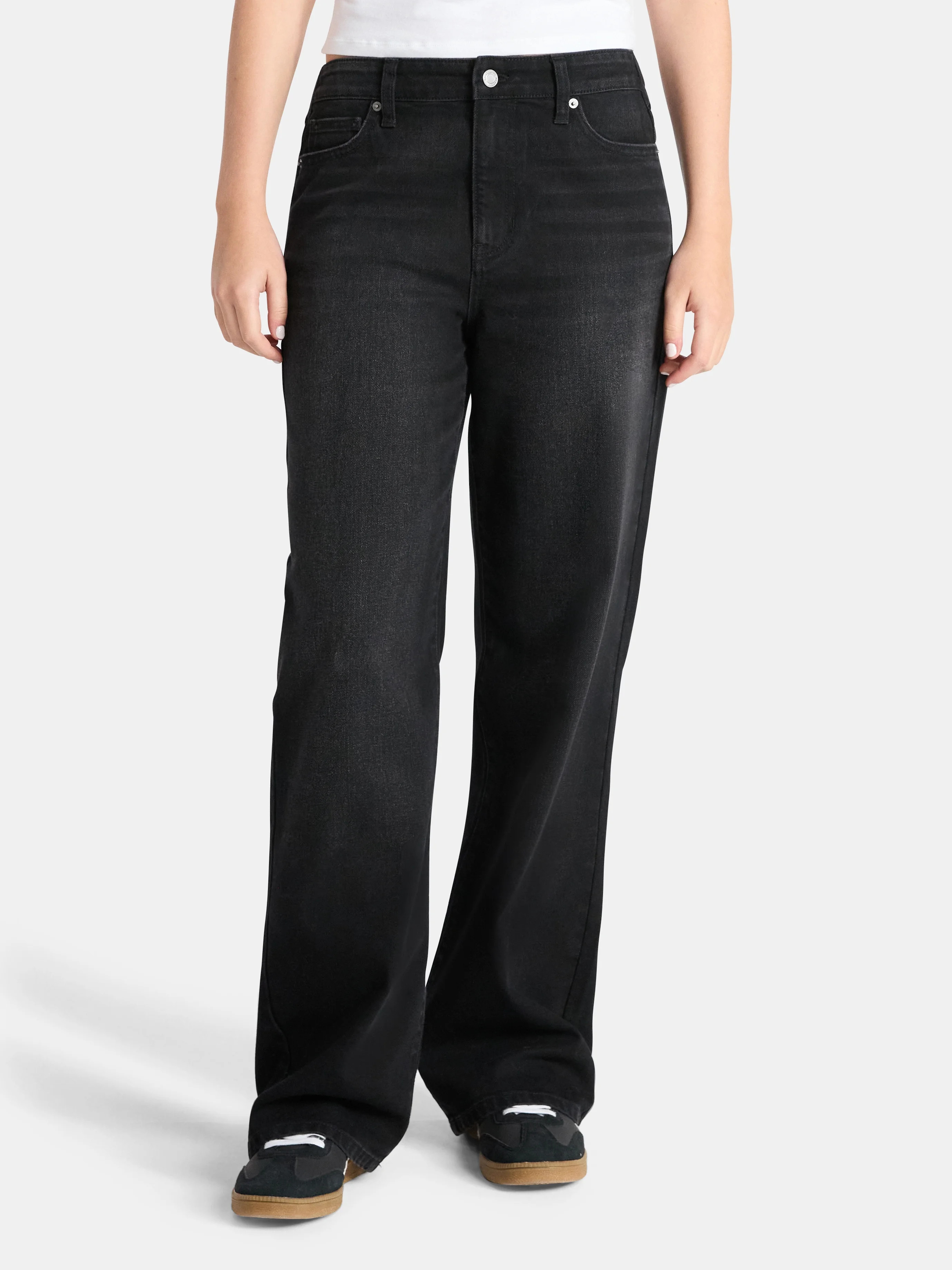 No Boundaries High Rise Baggy Wide Leg Jeans, 32" Inseam, Women’s and Women's Plus | Walmart (US)