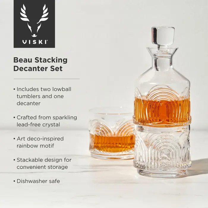 Viski Deco Beau 3-Piece Crystal Stacking Decanter | Nordstrom | Nordstrom