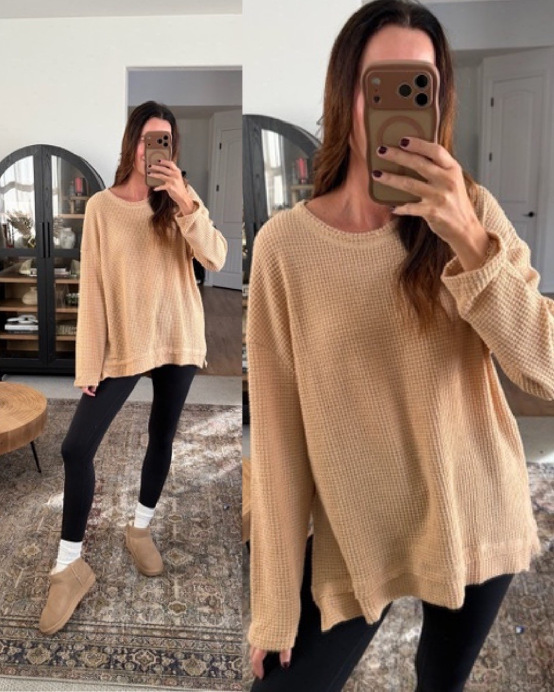 The perfect oversized waffle-knit tee! You will love this one!! I am wearing a size Medium in the khaki color! 

#LTKgrwm #LTKTall #LTKootd