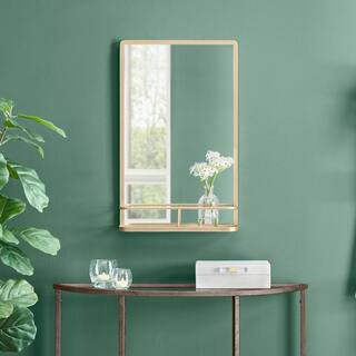 Home Decorators Collection 15 in. W x 24 in. H Medium Modern Rectangular Gold Framed Mirror with ... | The Home Depot