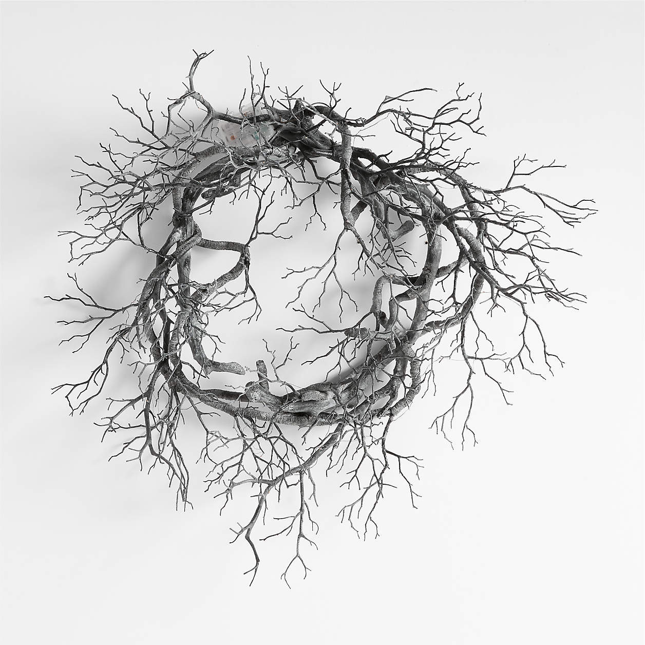 Faux Pre-Lit Black Branch Wreath 26" + Reviews | Crate & Barrel | Crate & Barrel