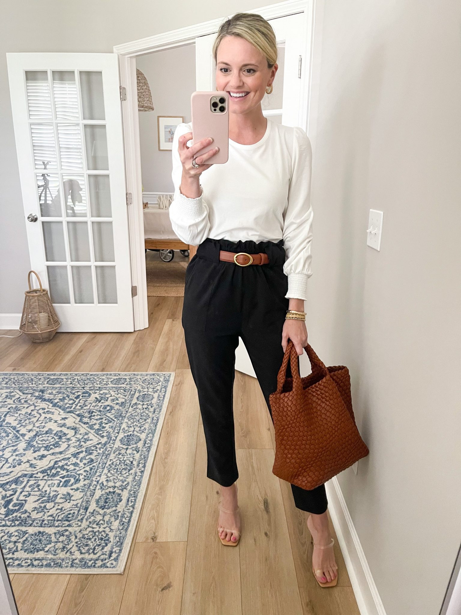 Yesterday I styled this long sleeve shirt with joggers - todays outfit is office ready with these black paper bag pants. 

#LTKstyletip #LTKworkwear #LTKSeasonal
