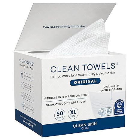 Clean Skin Club Clean Towels XL®, 100% USDA Biobased Face Towel, Disposable Face Towelette, Ecze... | Amazon (US)