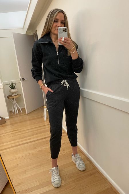 Travel ootd! Half zip sweatshirt, joggers, sneakers 

Amazon the drop, vuori, casual outfit, comfy outfit, loungewear, athleisure 

#LTKunder50 #LTKfit #LTKtravel