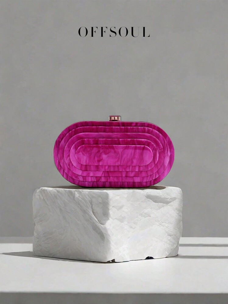 3D Texture Acrylic Evening Bag, New Fashionable Molded Formal Clutch Handbag With Chain Strap, Suitable For Wedding Party, Marble & Amber Print Box Shaped Shoulder/Crossbody Bag For Women | SHEIN