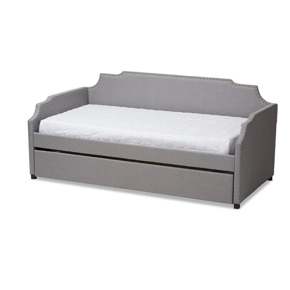 Bowery Hill Fabric Upholstered Twin Size Sofa Daybed with Trundle Bed in Gray - Walmart.com | Walmart (US)