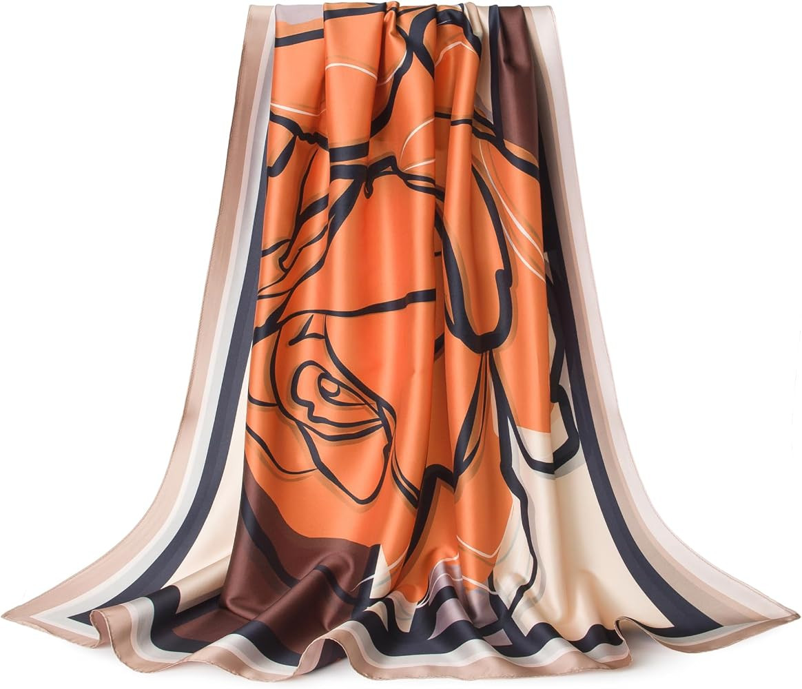 Double-Sided Silk-Touch 35" Oversized Lightweight Square Scarf & Shawl, Women's Head Scarf Gift P... | Amazon (US)