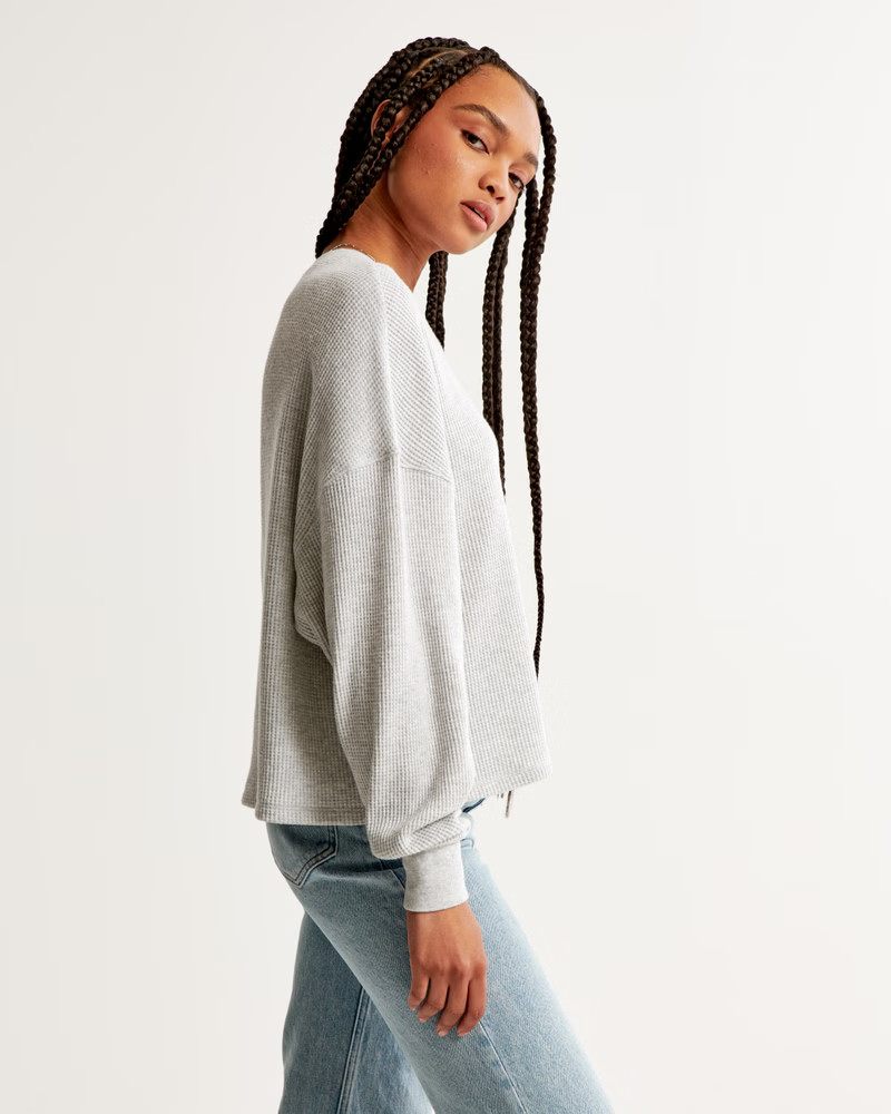 Long-Sleeve Oversized Waffle Tee | Abercrombie & Fitch (US)