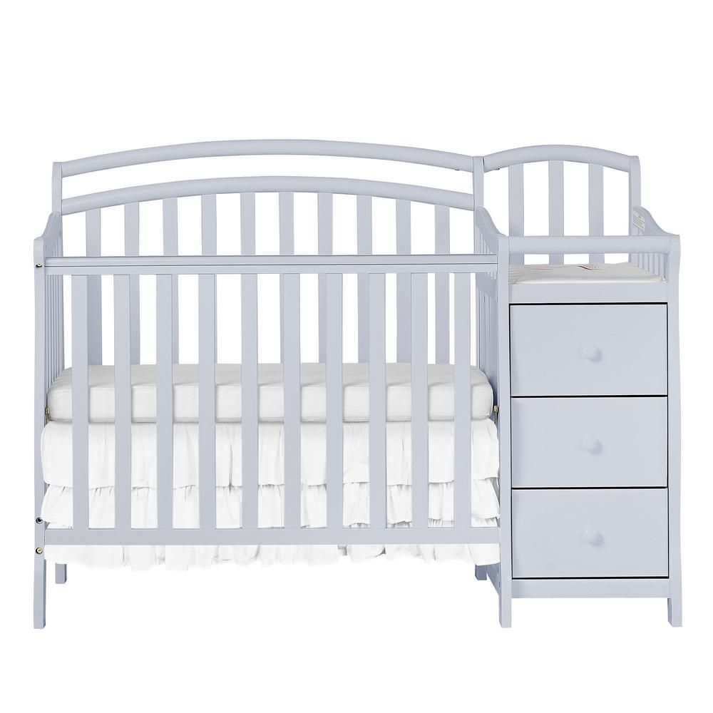 Dream On Me Casco 4-in-1 Pebble Grey Mini Crib and Changing Table, Pebble Gray | The Home Depot