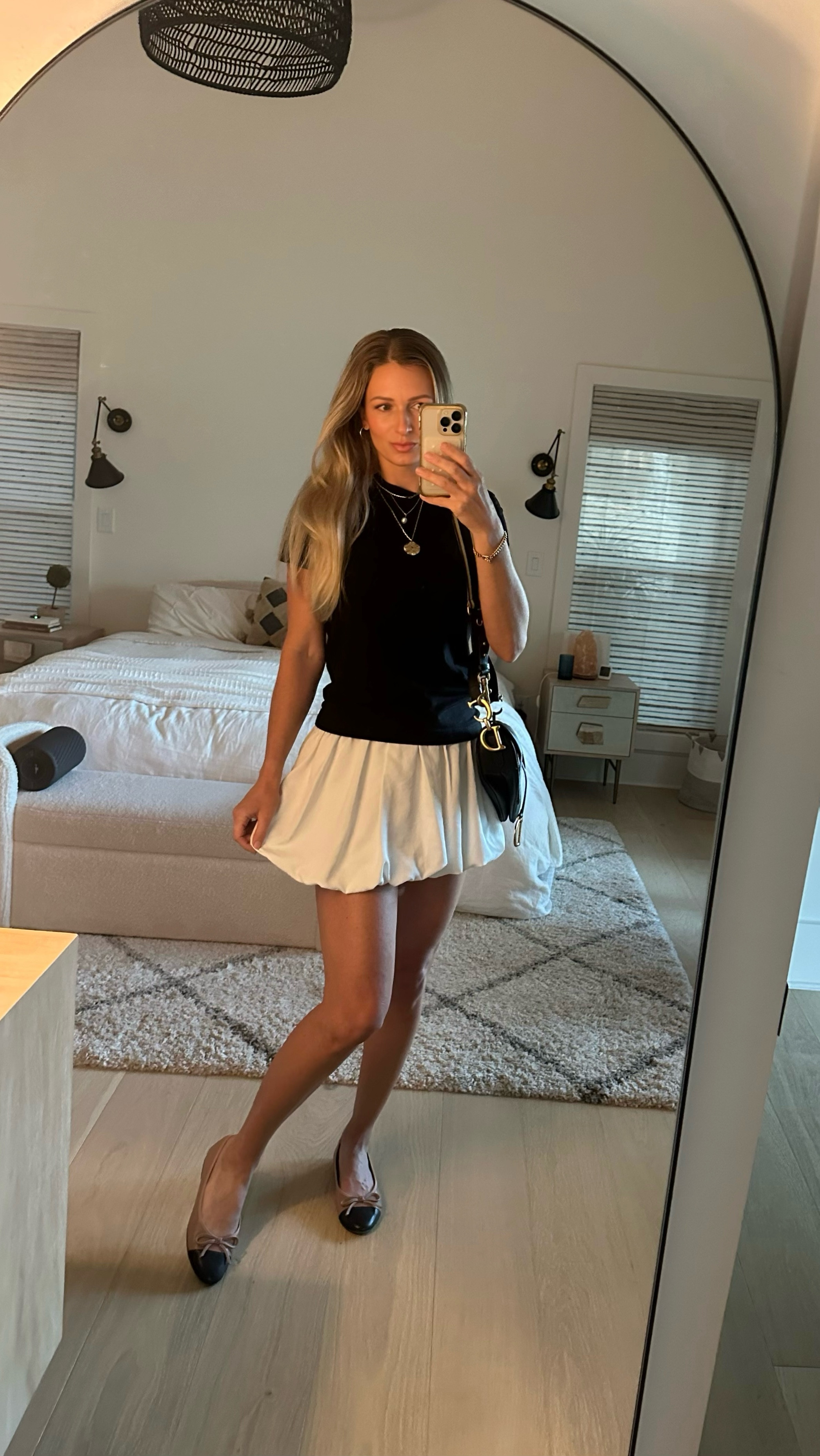 Love this bubble hem trend! There are so many ways to style it. This one was for dinner with the fam 
🖤 🤍 

*wearing skirt size S / tee XS

#trends #springoutfit #bubblehemskirt #miniskirt #bubblehem #whiteminiskirt #blackandwhite #monochromatic #dinneroutfit #balletflats #jewelrystack #bloomingdales #summeroutfit 

#LTKSeasonal #LTKSaleAlert #LTKFindsUnder100
