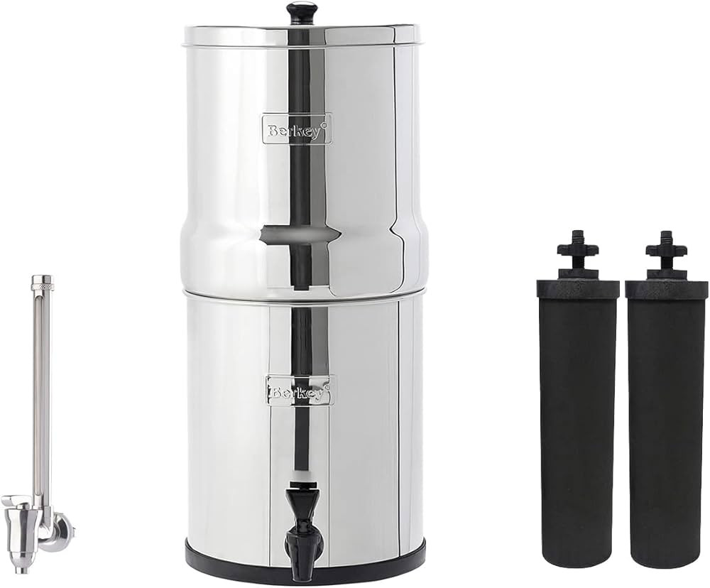 Big Berkey Gravity-Fed Water Filter System with 2 Black Berkey Elements Plus Deluxe 7" Stainless ... | Amazon (US)