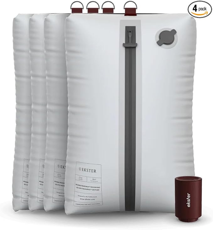 Ekster Travel Pack Vacuum Kit - Travel Vacuum Bags with Pump - Odor & Waterproof Anti-Rip Nylon C... | Amazon (US)