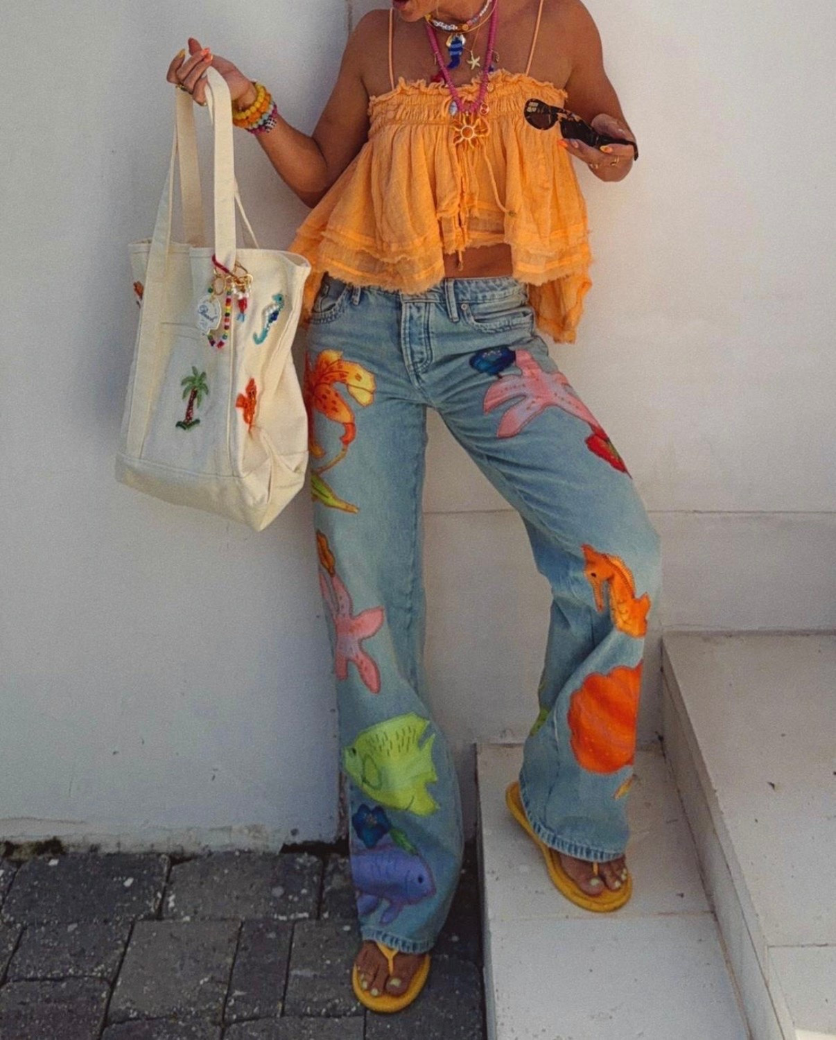 ootd! so many questions on these jeans 🐠🩷🌺 my tote is BySena (unlikable) I linked similar!

#LTKootd #LTKdayinmylife #LTKSeasonal