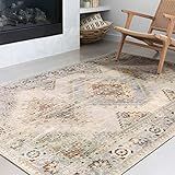 Loloi ll Isadora Collection Distressed Persian Area Rug, 8'-0" x 10'-0", Oatmeal/Silver | Amazon (US)