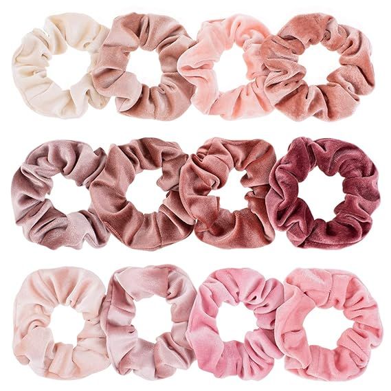 Whaline 12Pcs Blush Theme Hair Scrunchies Velvet Elastics for Women Pink Bobbles Soft Lovers Scru... | Amazon (US)