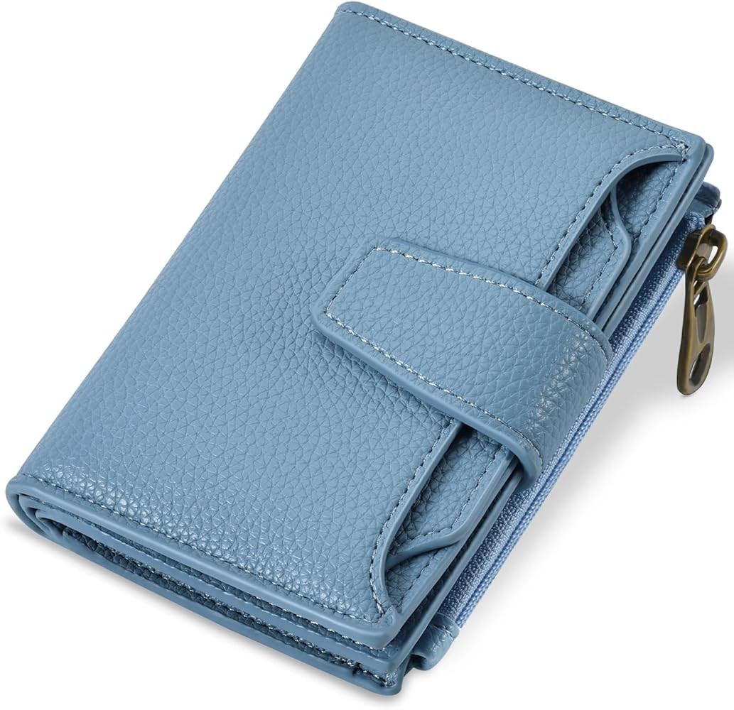 Small Wallet Women RFID Blocking Soft Leather Bifold Compact Card Holder Wallet for Women with Zi... | Amazon (US)