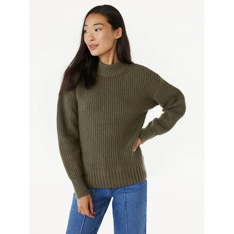 Free Assembly LS Mockneck Sculptural Sweater | Walmart (US)