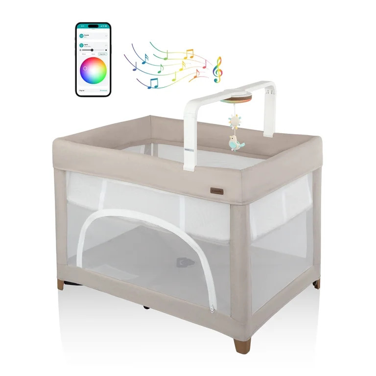 Evenflo Eris One-Hand Playard with Bassinet (Coastal Coffee) | Walmart (US)