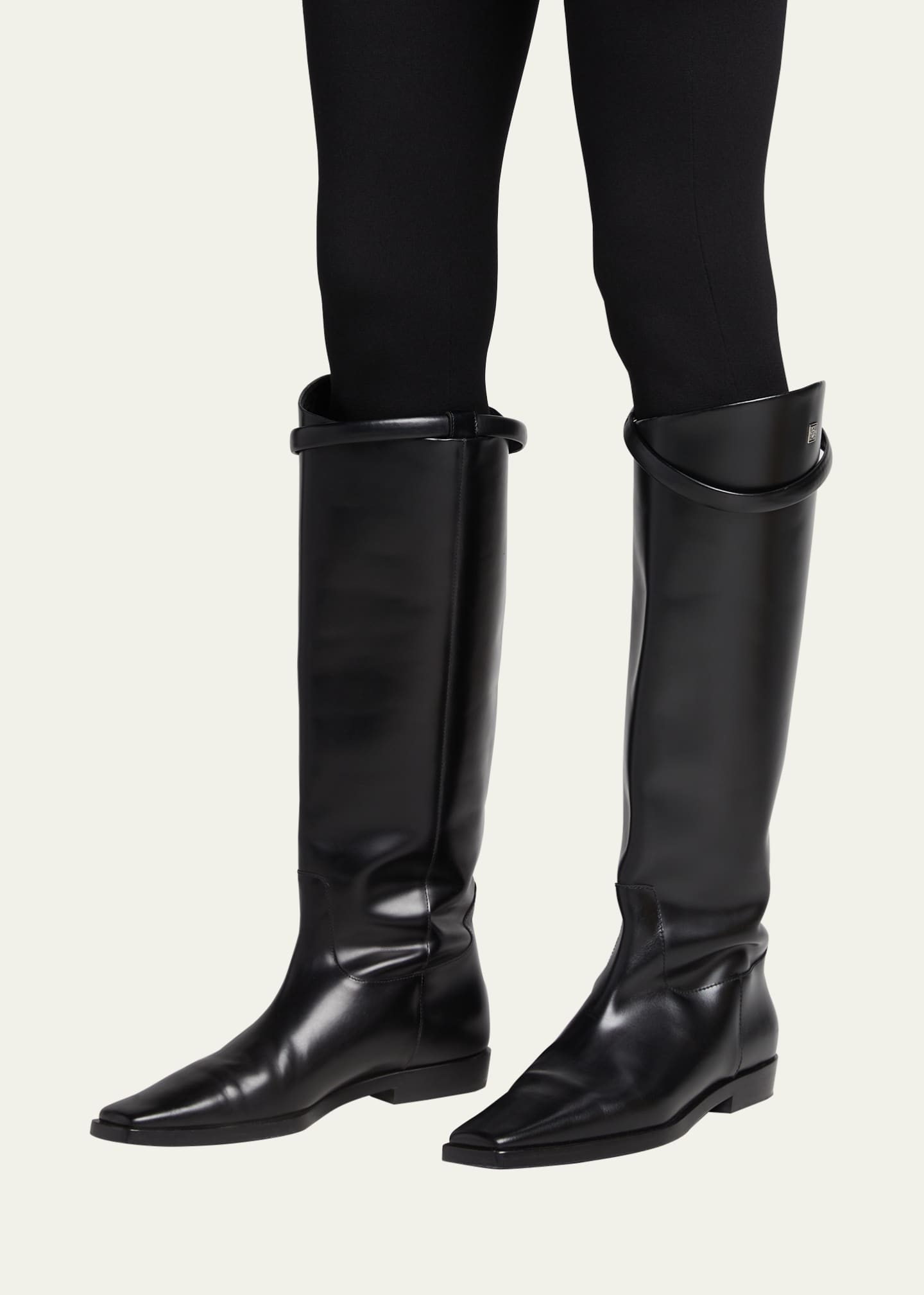 Square-Toe Leather Riding Boots | Bergdorf Goodman