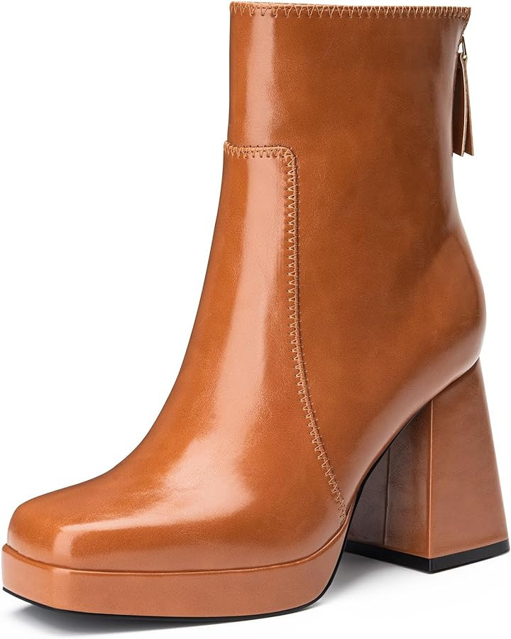 Trary Women's Platform Ankle Boots High Chunky Block Heels Square Toe Comfort Womens Booties Shoe... | Amazon (US)