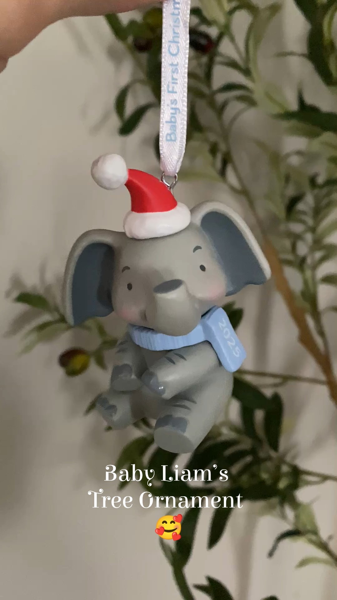 Baby Liam’s Christmas tree ornament is the cutest!  Love the little elephant with the Santa hat. The ribbon says “baby’s first Christmas”, while the scarf displays the year 2025. 

gender reveal // baby shower // baby gift // pregnancy // bump

#LTKBaby #LTKHoliday #LTKFamily