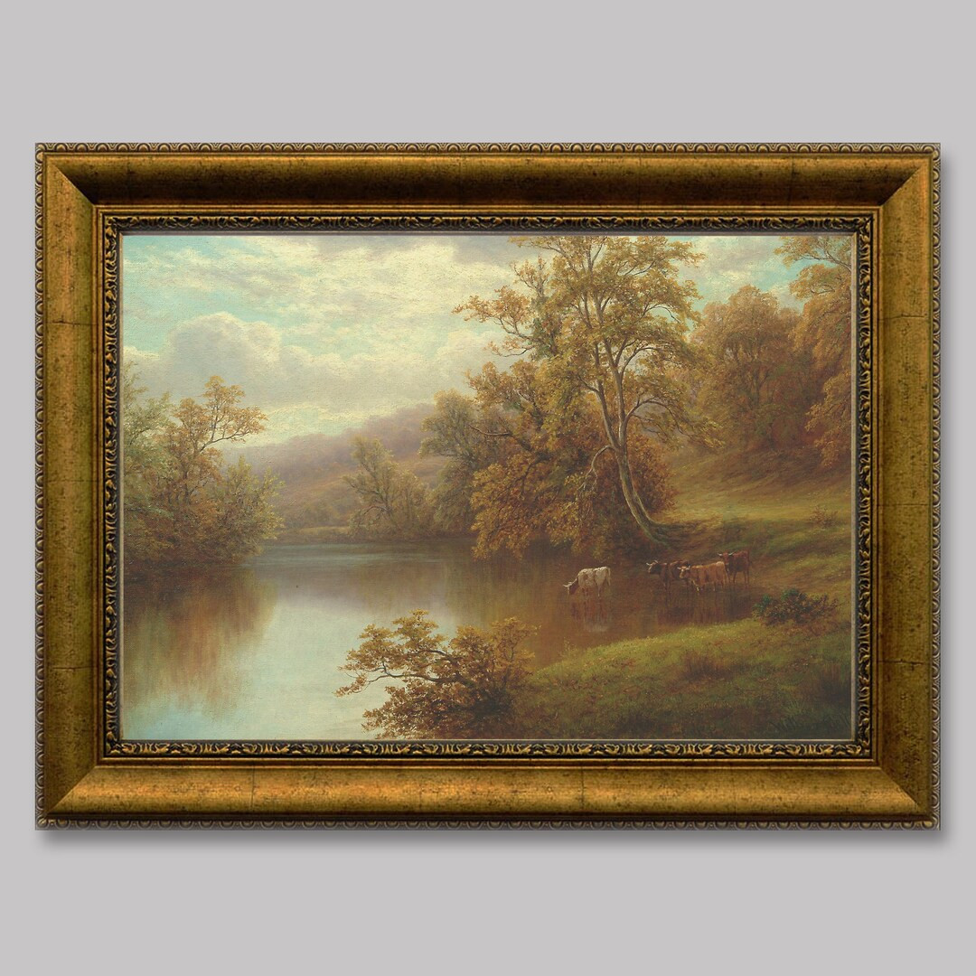 Still Fall Art Painting Lake Tree Framed Small Oil Painting - Etsy | Etsy (US)