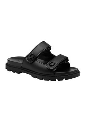 COACH Women's Sculpted C Double Band Sandals, Black, 7.5M | Belk