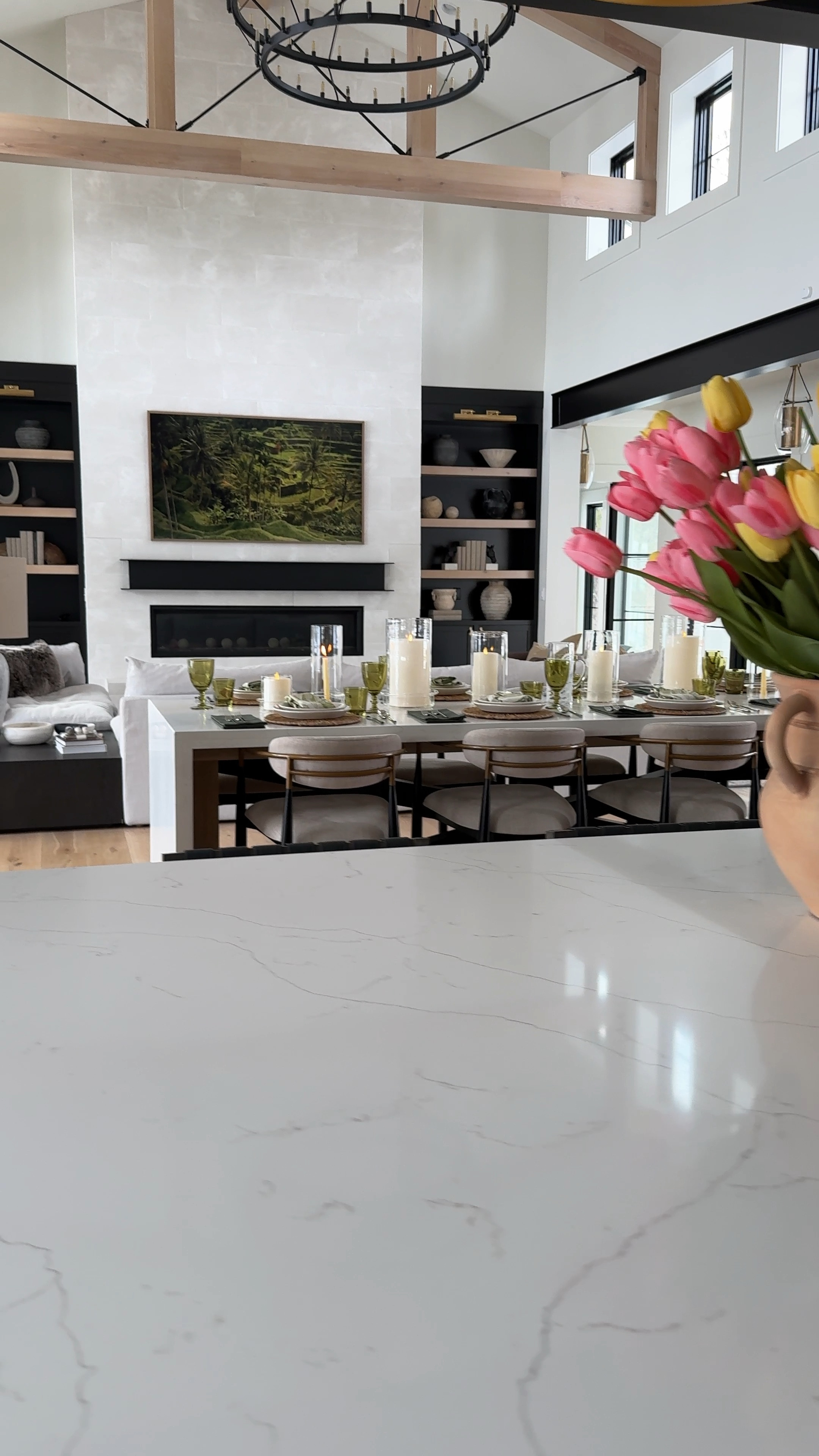 A spring moment. Yes, still so much snow but I love to see pops of green throughout our home. You can find all kitchen details as well as lighting below. Spring decor. Kitchen inspo. Counter stools. 

#LTKWatchNow #LTKSeasonal #LTKHome