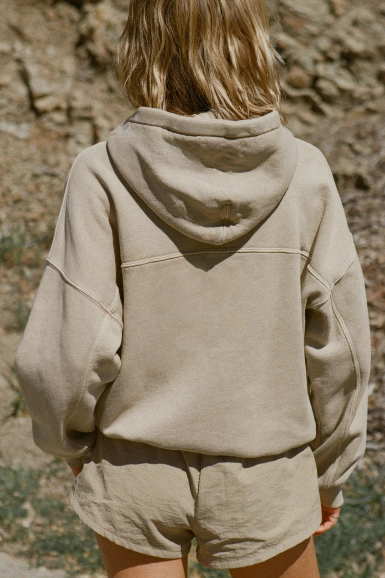 Oversized Zip Hoodie - Sand French Terry | Joah Brown