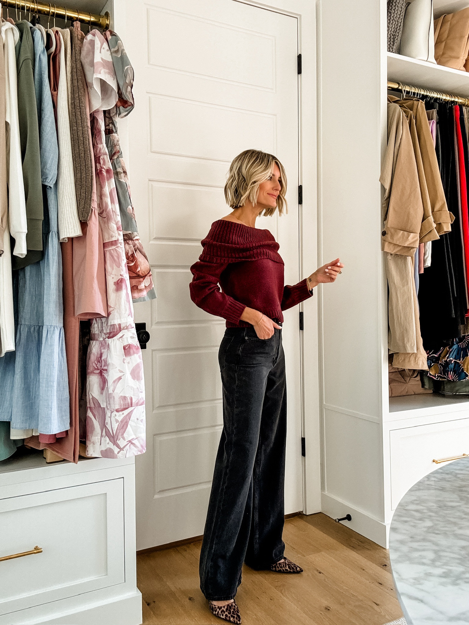 This color! 😍 So good! Use my code AFLOVERLY for 15% off this look! Wearing XS/25!

Loverly Grey, Abercrombie finds, off the shoulder sweater, black jeans, wide leg jeans, red sweater, burgundy sweater 

#LTKSeasonal #LTKSaleAlert #LTKStyleTip