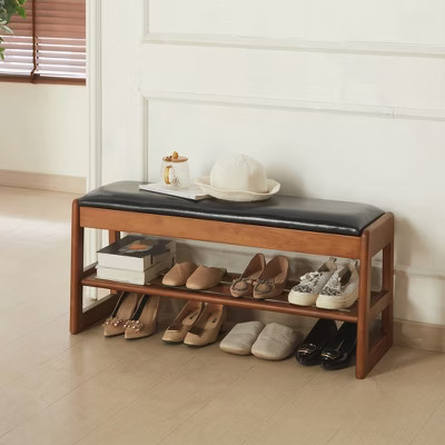 40inch Shoe Rack Bench with Storage - Entryway Bench 2-Tier Shoe Bench with PU Cushion, Entryway Organizer Space Saving | Target
