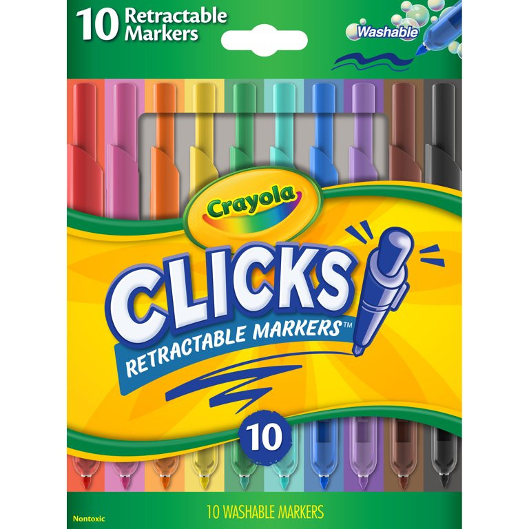 Crayola 10 Count Clickable Art Markers, Assorted Colors, Beginner Child | Walmart (US)