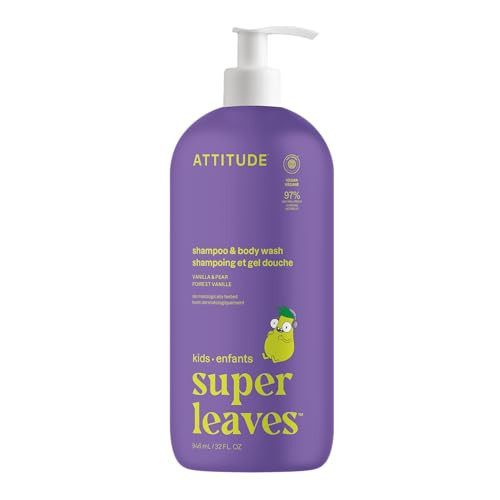 ATTITUDE Shampoo and Body Wash for Kids, EWG Verified Hair and Body Cleanser, Dermatologically Tested Soap, Plant and Mineral Based Bath Products, Vegan, Vanilla and Pear, 32 Fl Oz | Amazon (US)