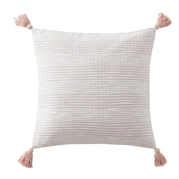 My Texas House Aster Woven Tassel Square Decorative Pillow Cover, 22" x 22", Blush - Walmart.com | Walmart (US)