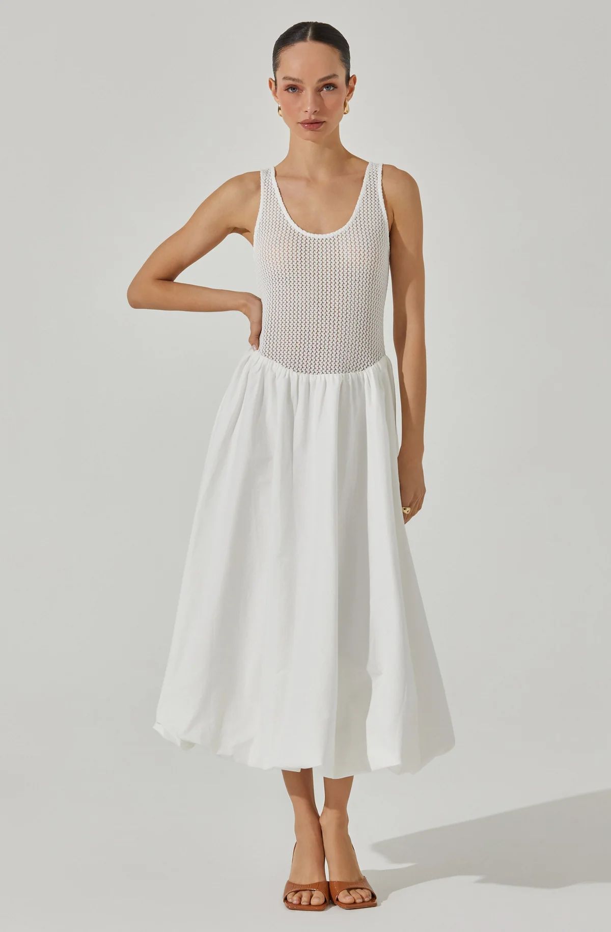 Contrast Bubble Hem Midi Dress | ASTR The Label (US)