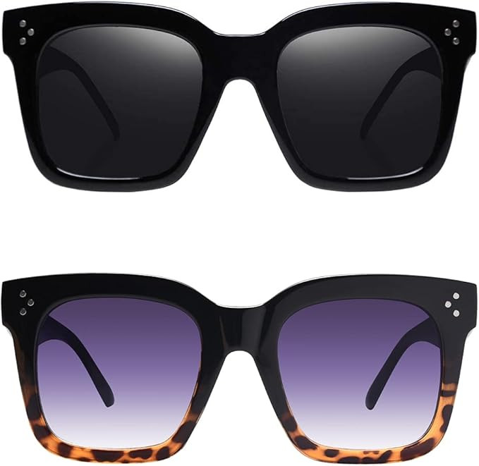 TAOTAOQI Vintage Women Oversized Sunglasses Designer Luxury Square Sun Glasses UV400 Protection F... | Amazon (US)