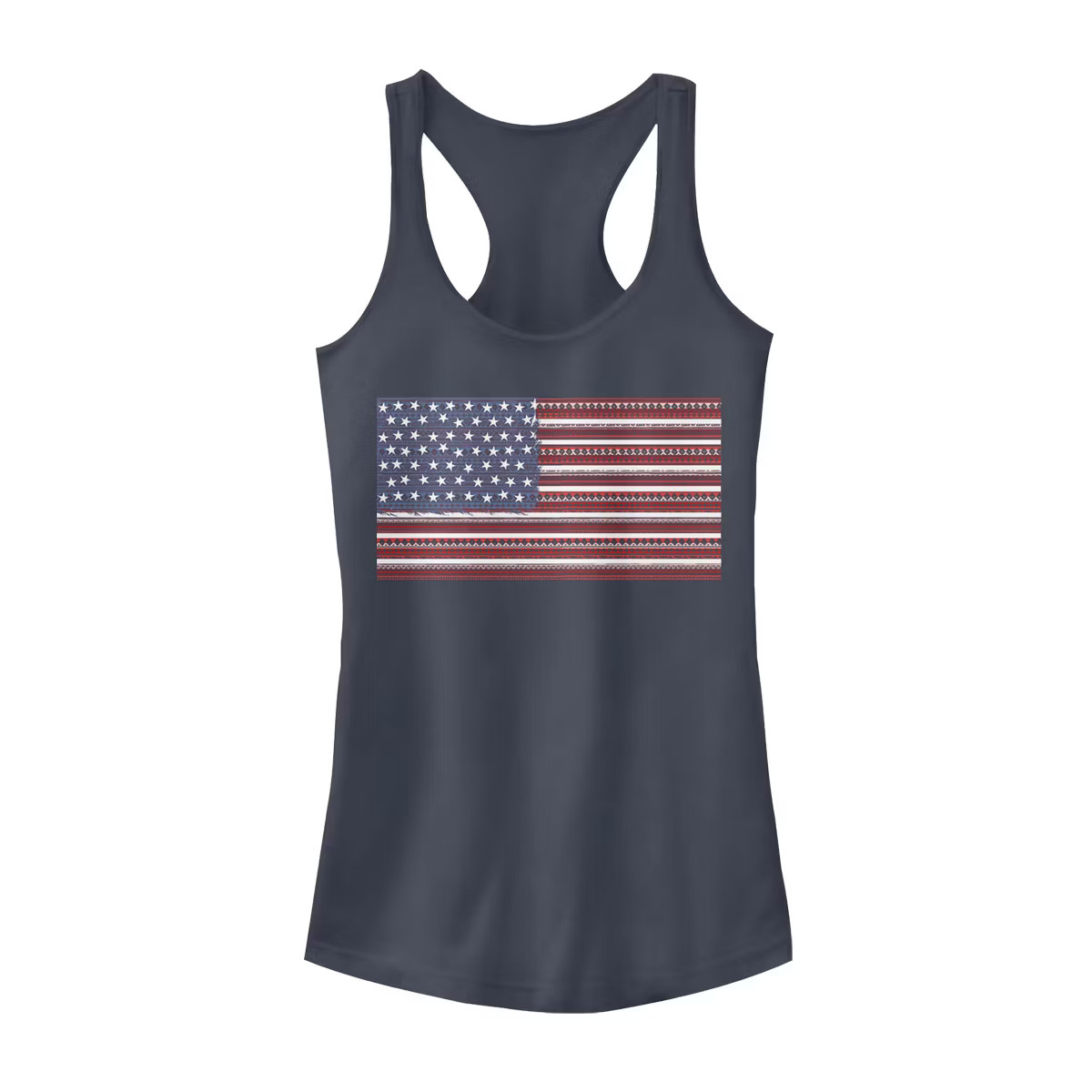 Juniors Womens Lost Gods Fourth of July  Ornate American Flag Racerback Tank Top | Target