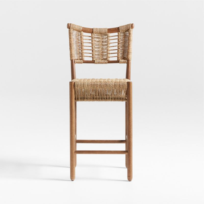 Forge Barley Brown Oak Wood Counter Stool by Jake Arnold | Crate & Barrel | Crate & Barrel