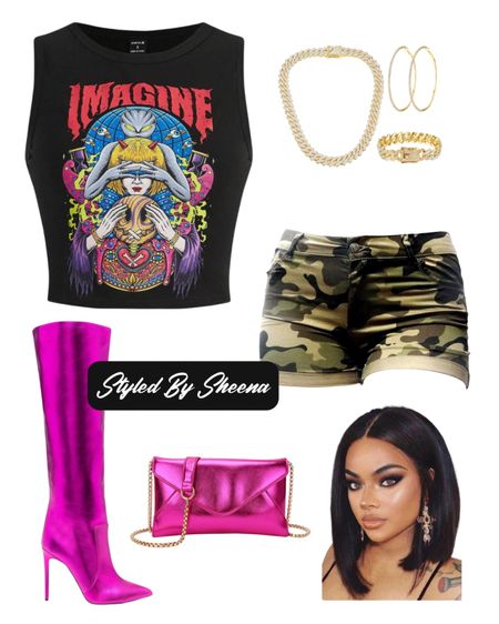 Camo Shorts and Graphic Tee Outfit 


summer outfit, Spring outfits, sleeveless top, Camo bottoms, metallic boots, metallic purse, pink purse, pink boots, gold jewelry, silver jewelry, Amazon Outfits

#LTKstyletip #LTKshoecrush #LTKitbag