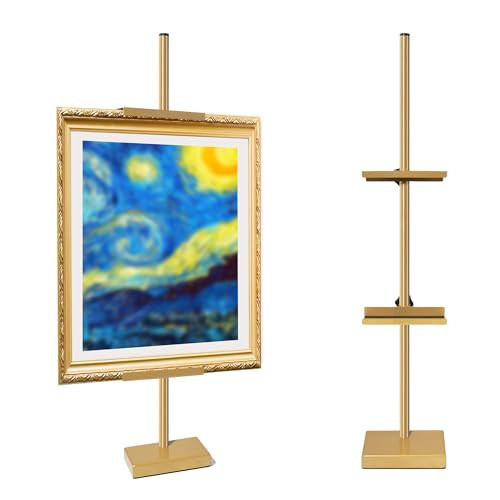 GRETJOB Adjustable Tabletop Easel Stand, 29" Picture Easels for Display Metal Picture Frame Holder Stand Table for Art, Photo (Gold) | Amazon (US)
