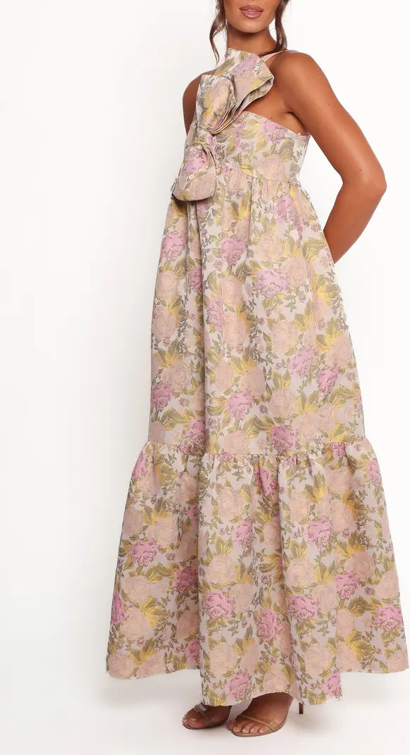 Bettina Floral Bow Front One-Shoulder Maxi Dress | Nordstrom